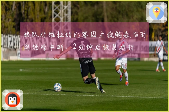 狼队对维拉的比赛因主裁鲍森临时离场而中断，2分钟后恢复进行